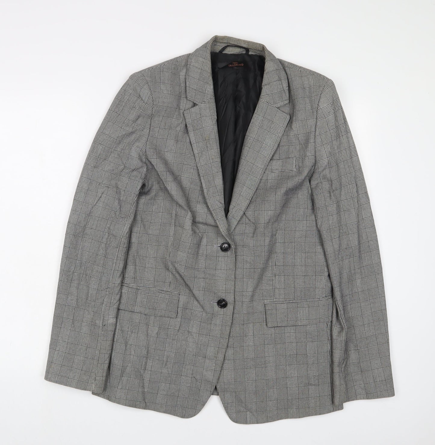 NEXT Womens Grey Plaid Jacket Blazer Size 12 Button