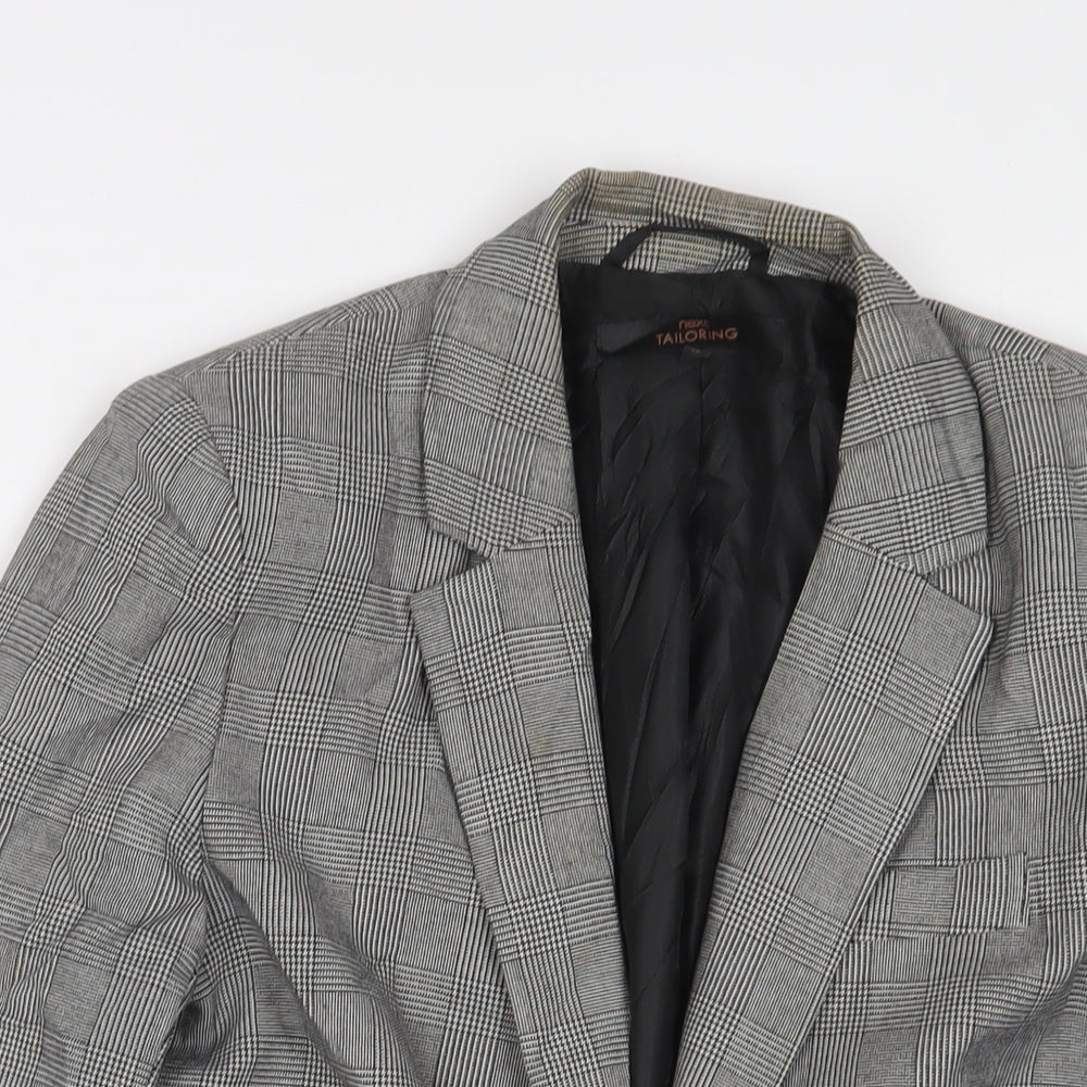 NEXT Womens Grey Plaid Jacket Blazer Size 12 Button