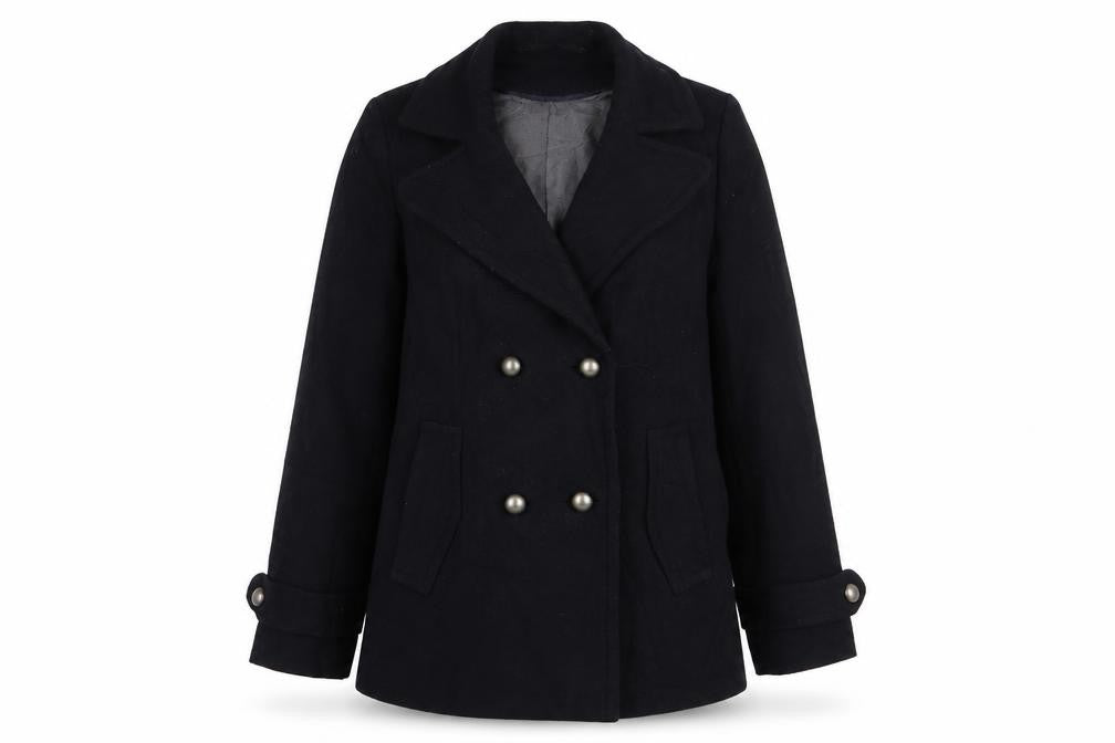 NEXT Womens Black Overcoat Coat Size 12 Button