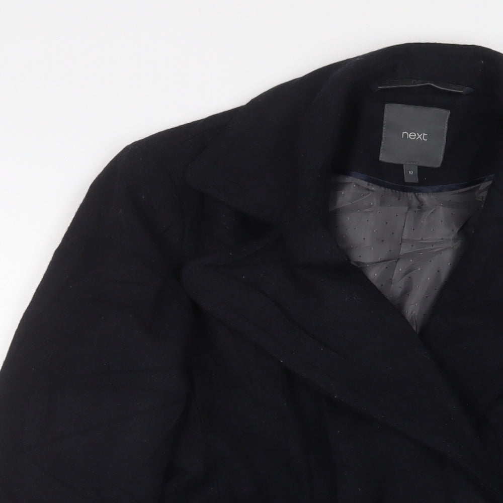 NEXT Womens Black Overcoat Coat Size 12 Button