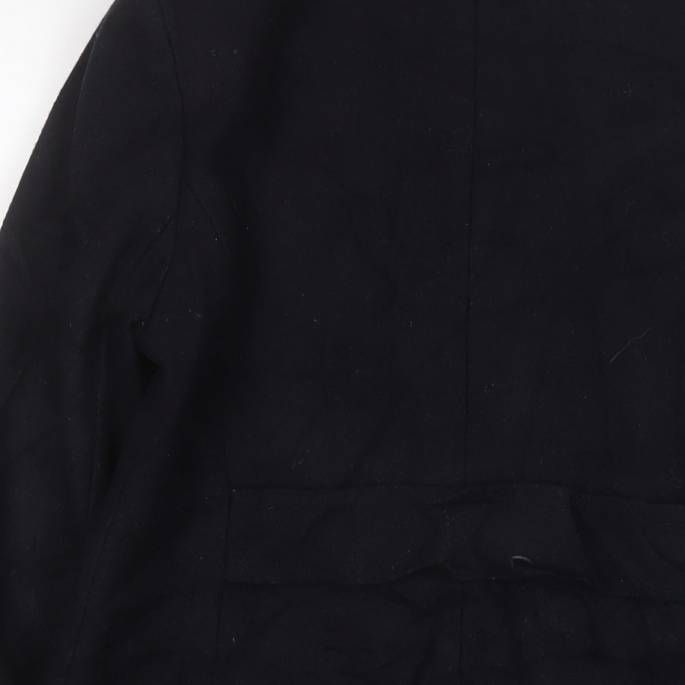 NEXT Womens Black Overcoat Coat Size 12 Button