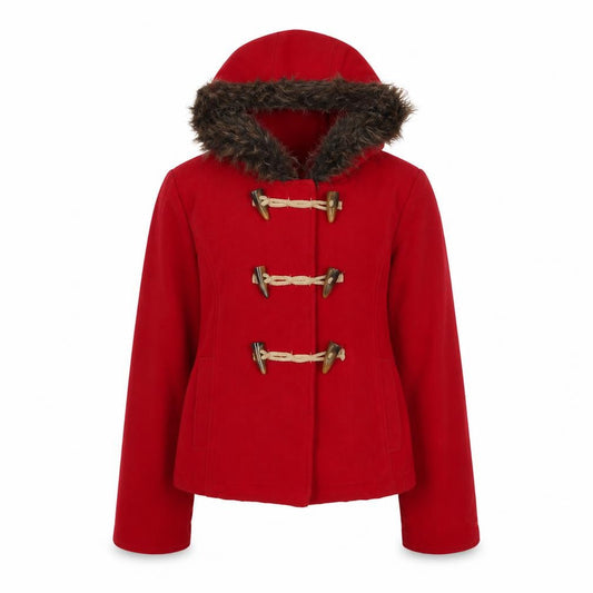 Marks & Spencer Girls Red Overcoat Coat Size 7-8 Years Button