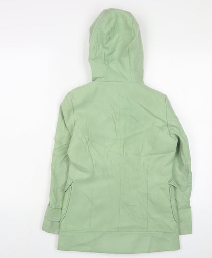 Back view of Next girls’ green overcoat coat, size 9-10, years button