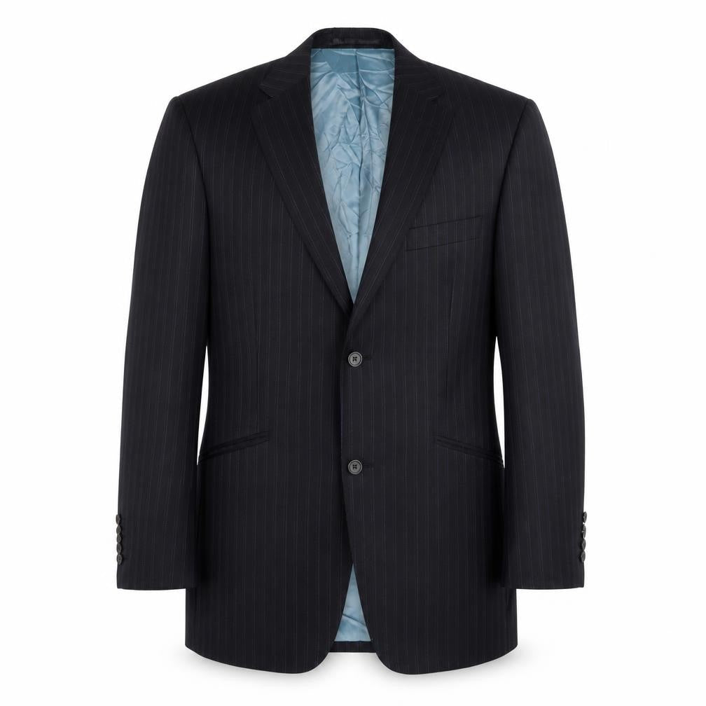 Autograph Mens Black Striped Wool Jacket Suit Jacket Size 40 Regular