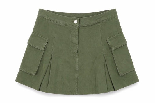 Mango Womens Green Cotton Flare Skirt Size 8 Zip