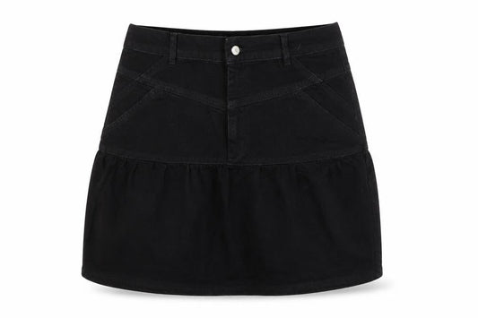Topshop Womens Black Cotton A-Line Skirt Size 16 Zip