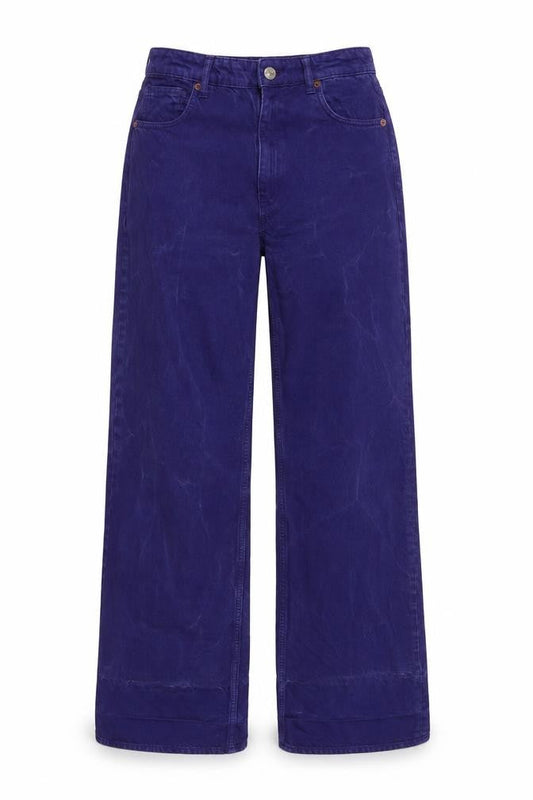 Zara Womens Purple Cotton Wide-Leg Jeans Size 8 L34 in Regular Zip