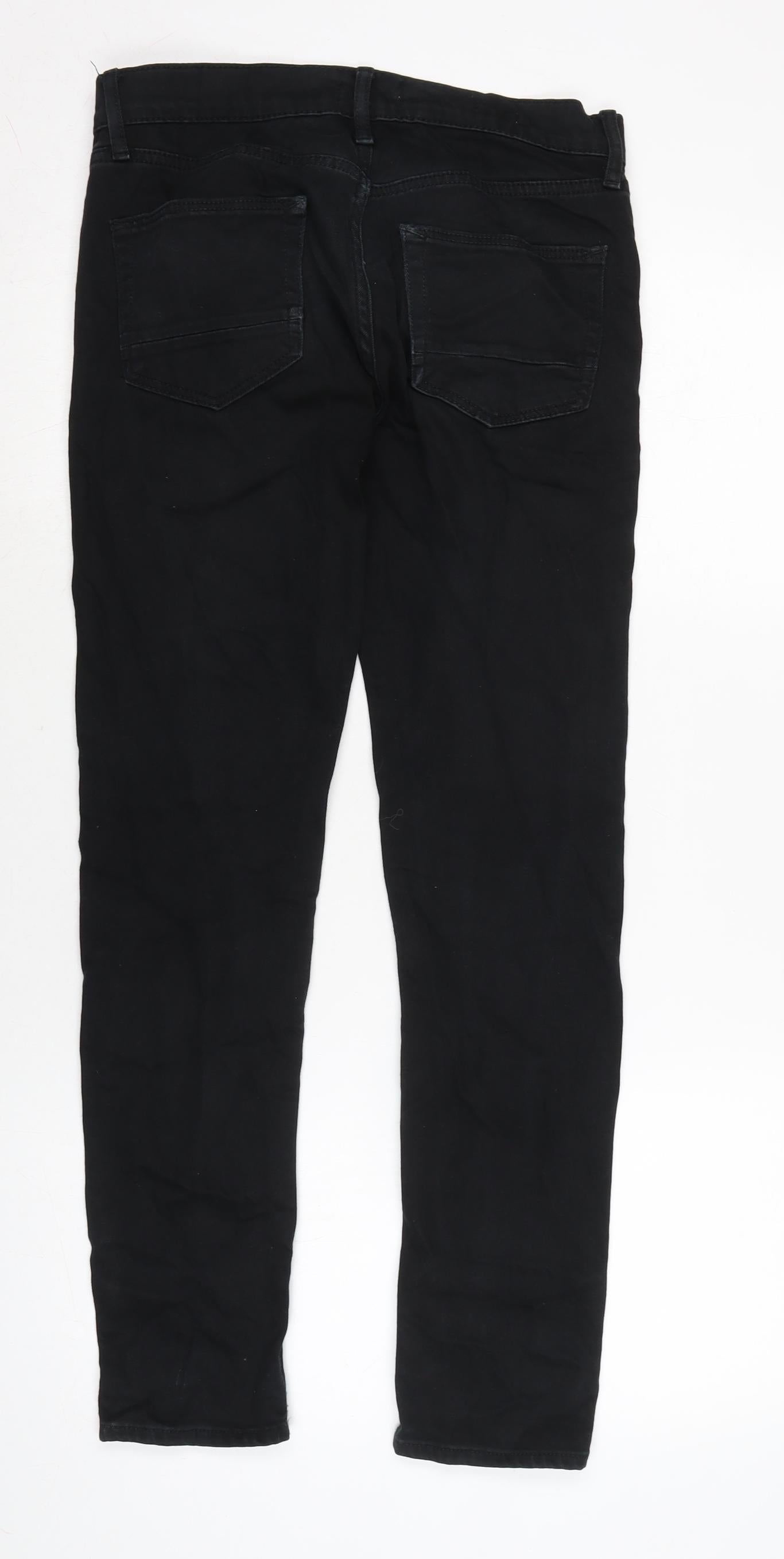 Topman Mens Black Cotton Blend Skinny Jeans Size 30 in L27 in Regular Zip