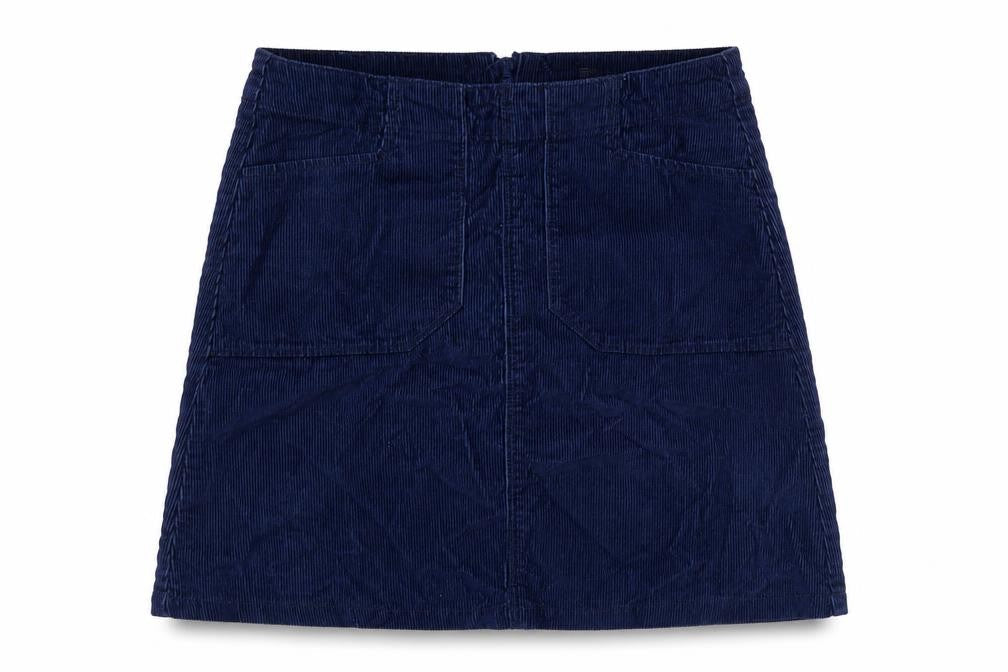 F&F Womens Blue Cotton A-Line Skirt Size 6 Zip