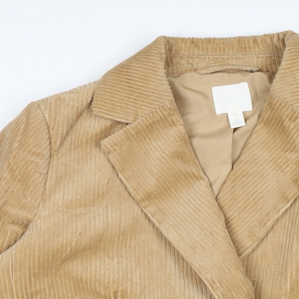 H&M Womens Brown Jacket Size 14 Button