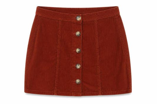 Denim & Co. Womens Brown Cotton A-Line Skirt Size 12 Button