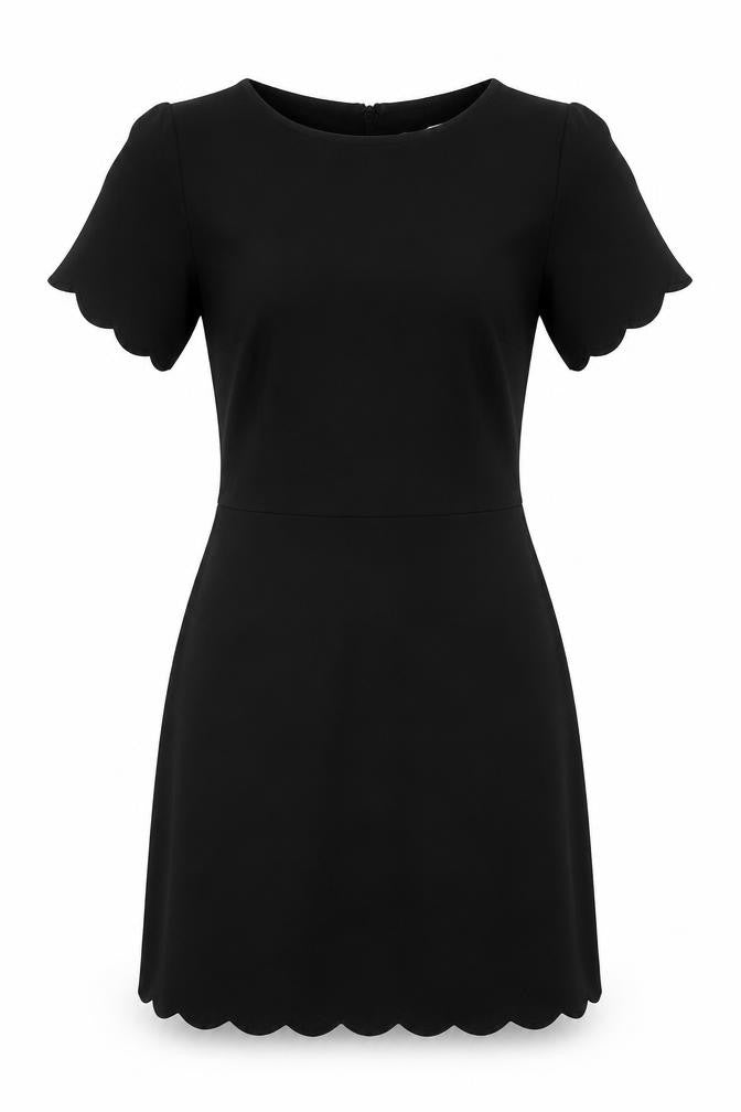 Warehouse Womens Black Trivinyl A-Line Size 6 Round Neck Zip