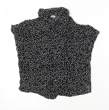 H&M Womens Black Polka Dot Viscose Tunic Blouse Size 8 Collared