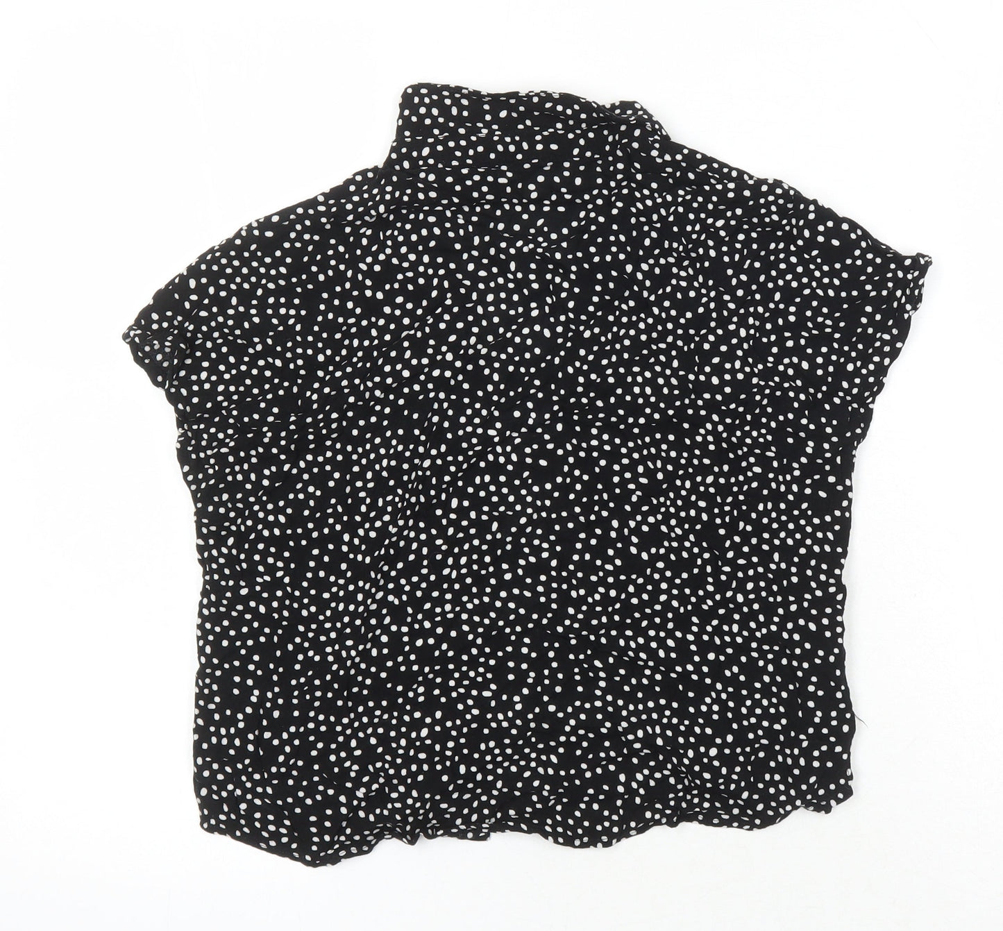 H&M Womens Black Polka Dot Viscose Tunic Blouse Size 8 Collared