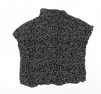 H&M Womens Black Polka Dot Viscose Tunic Blouse Size 8 Collared