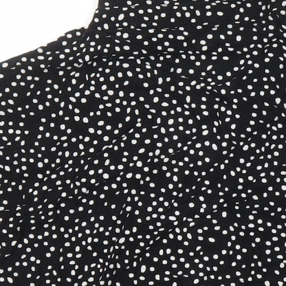 H&M Womens Black Polka Dot Viscose Tunic Blouse Size 8 Collared