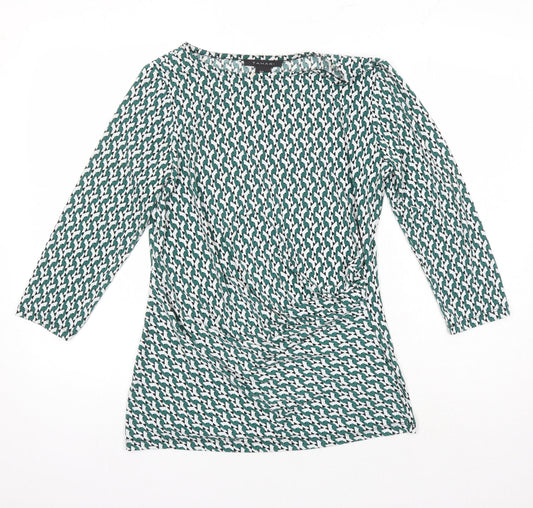 Tahari Womens Multicoloured Geometric Polyester Tunic T-Shirt Size M Boat Neck