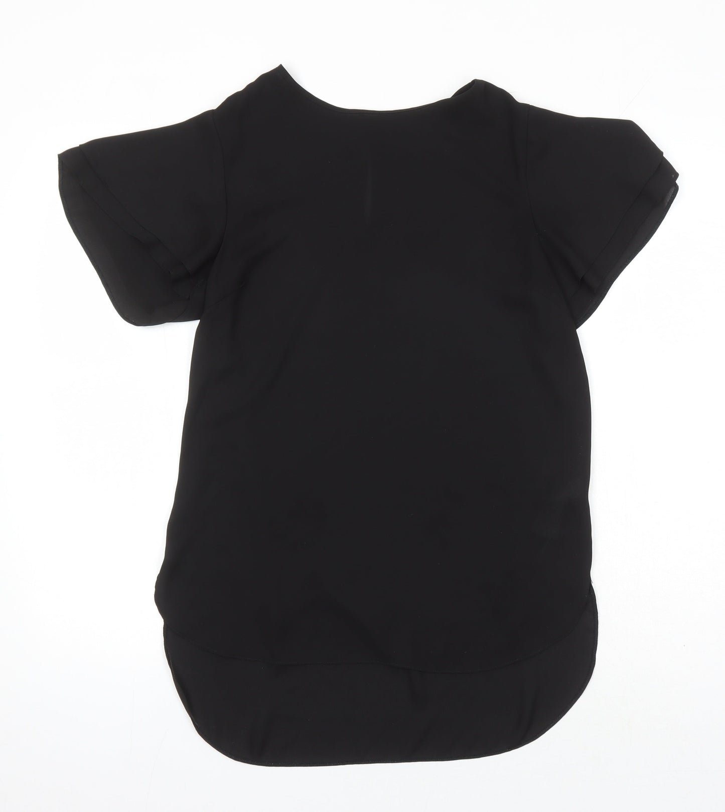New Look Womens Black Polyester Tunic Blouse Size 8 Round Neck