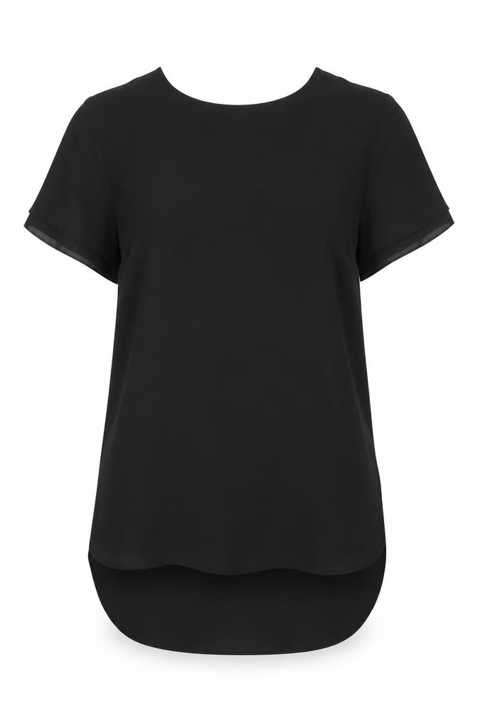 New Look Womens Black Polyester Tunic Blouse Size 8 Round Neck