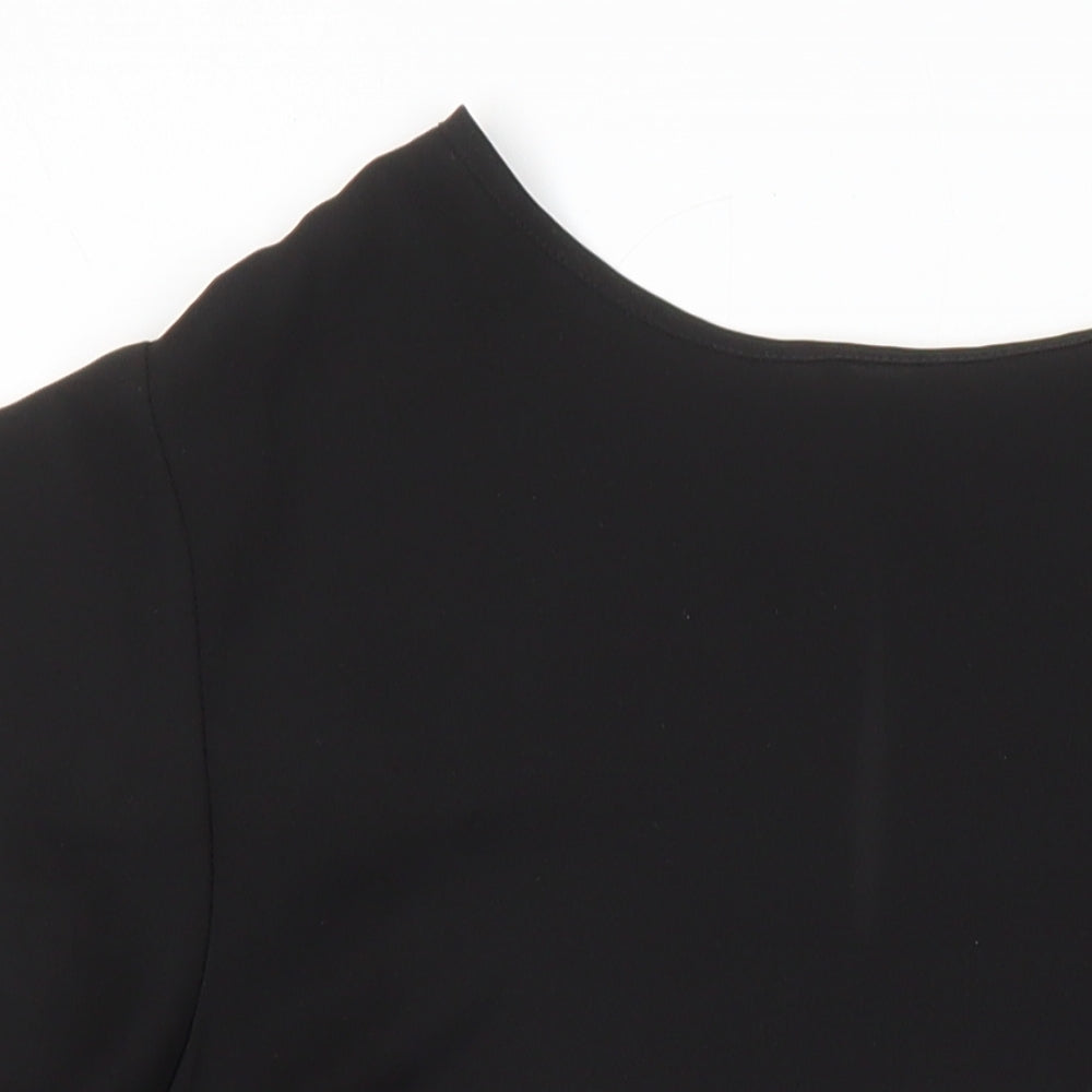 New Look Womens Black Polyester Tunic Blouse Size 8 Round Neck