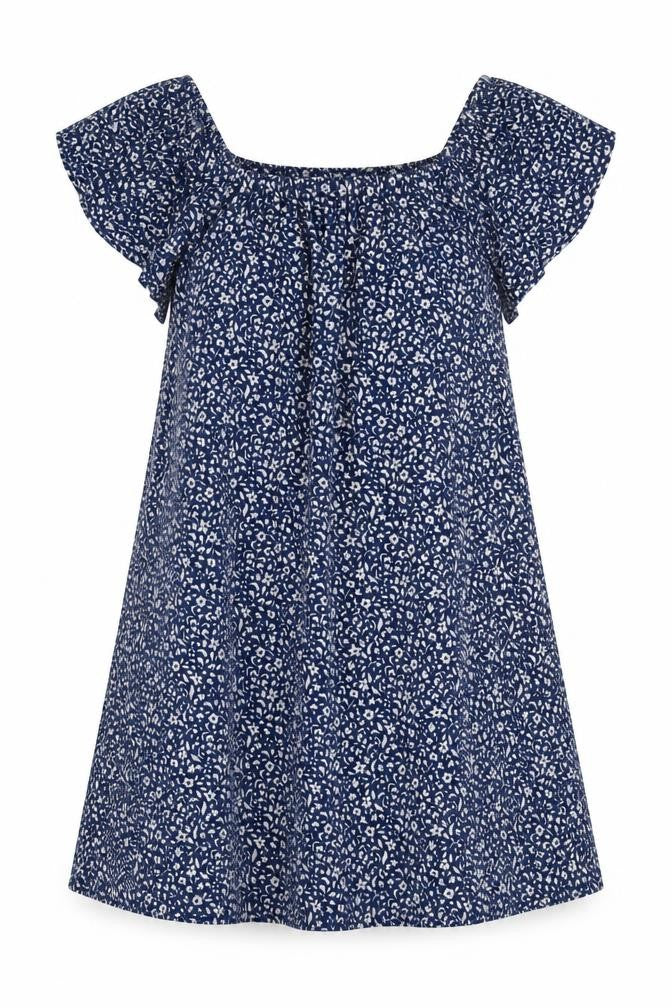 Mango Womens Blue Floral Polyester Tunic Blouse Size S Square Neck