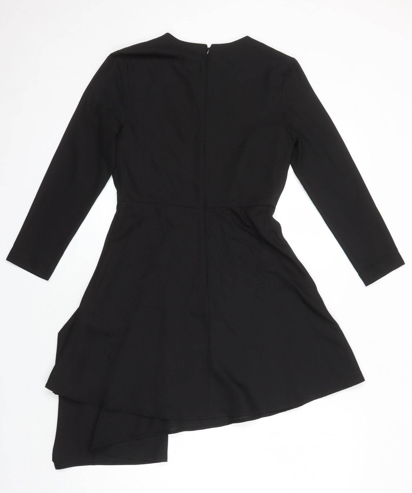 ASOS Womens Black Polyester A-Line Size 8 Roll Neck - Embroidered Detail