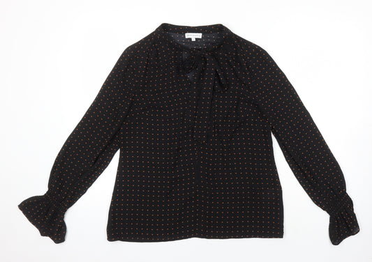 Warehouse Womens Black Geometric Polyester Tunic Blouse Size 10 Round Neck - Hearts