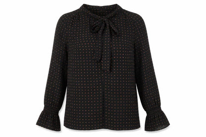 Warehouse Womens Black Geometric Polyester Tunic Blouse Size 10 Round Neck - Hearts