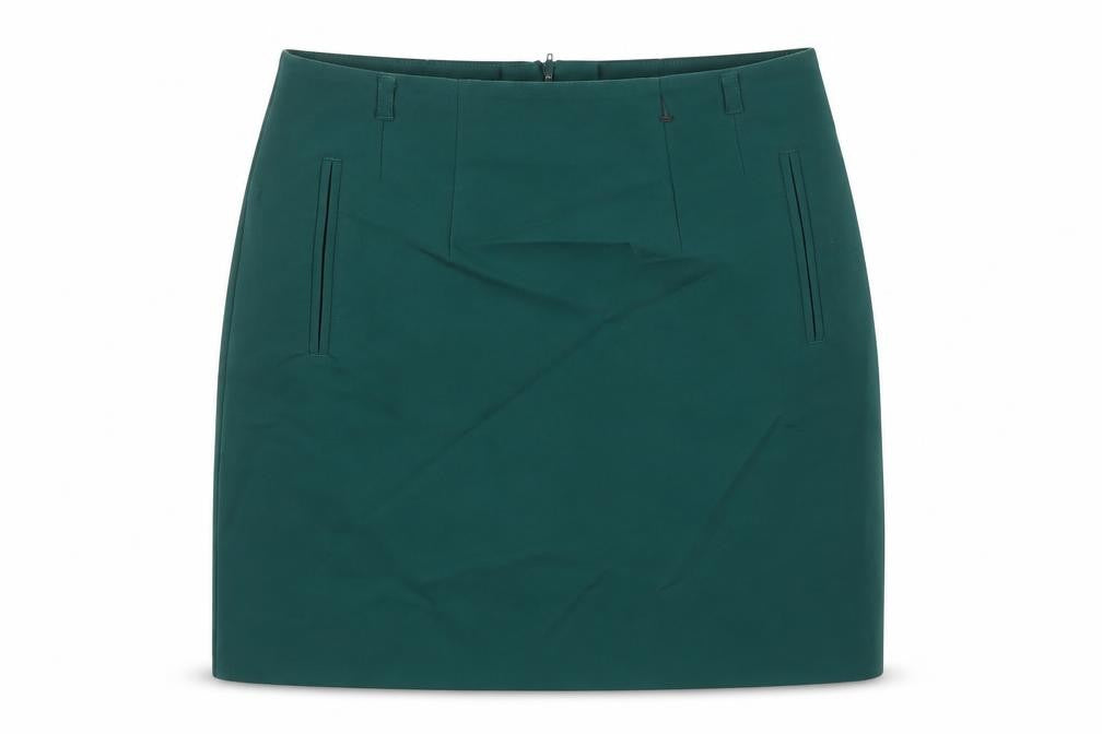 H&M Womens Gold Herringbone Polyester Mini Skirt Size 40 Zip