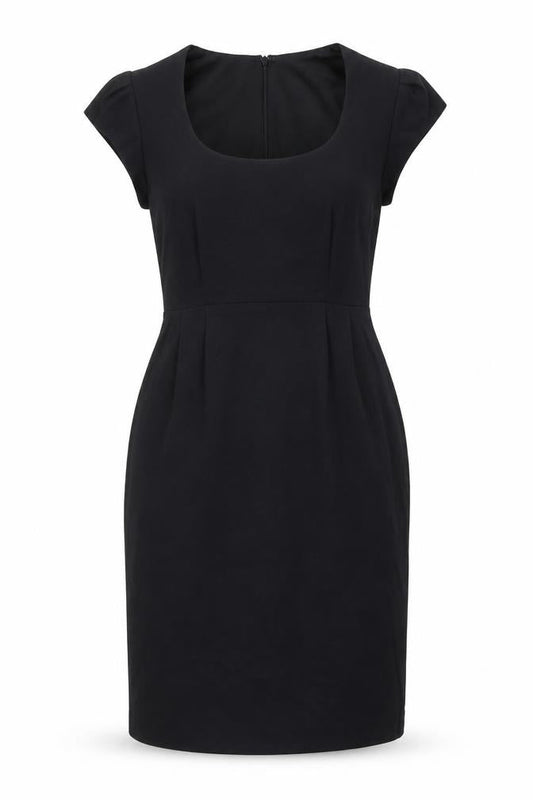 French Connection Womens Black Houndstooth Cotton Pencil Dress Size 8 Scoop Neck