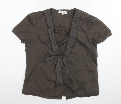 Bega Womens Brown Polyester Basic Blouse Size XL Round Neck