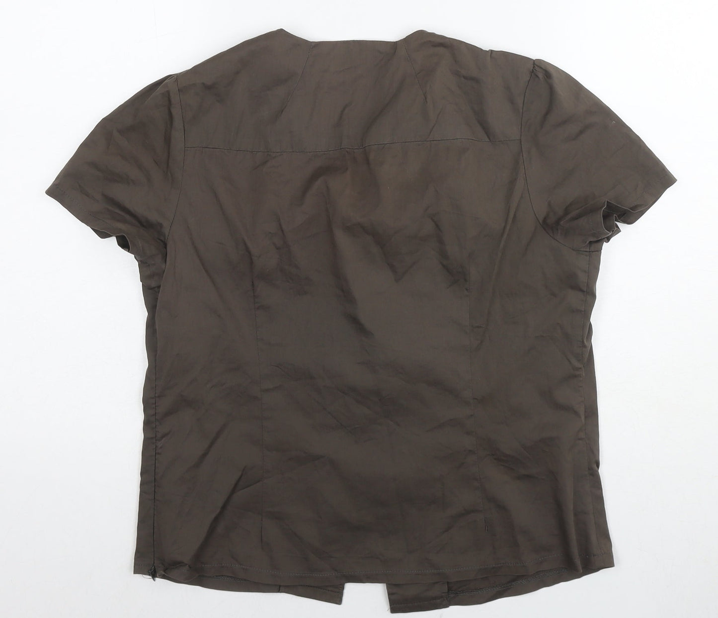 Bega Womens Brown Polyester Basic Blouse Size XL Round Neck