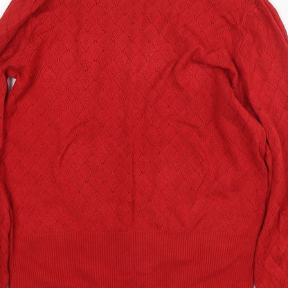 Preloved NEXT Womens Red Round Neck Viscose Pullover Jumper Size 8 - Label