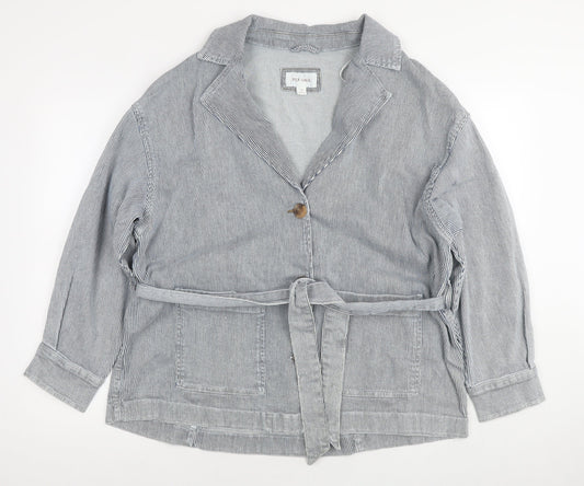 Per Una Womens Blue Striped Jacket Size 16 Button