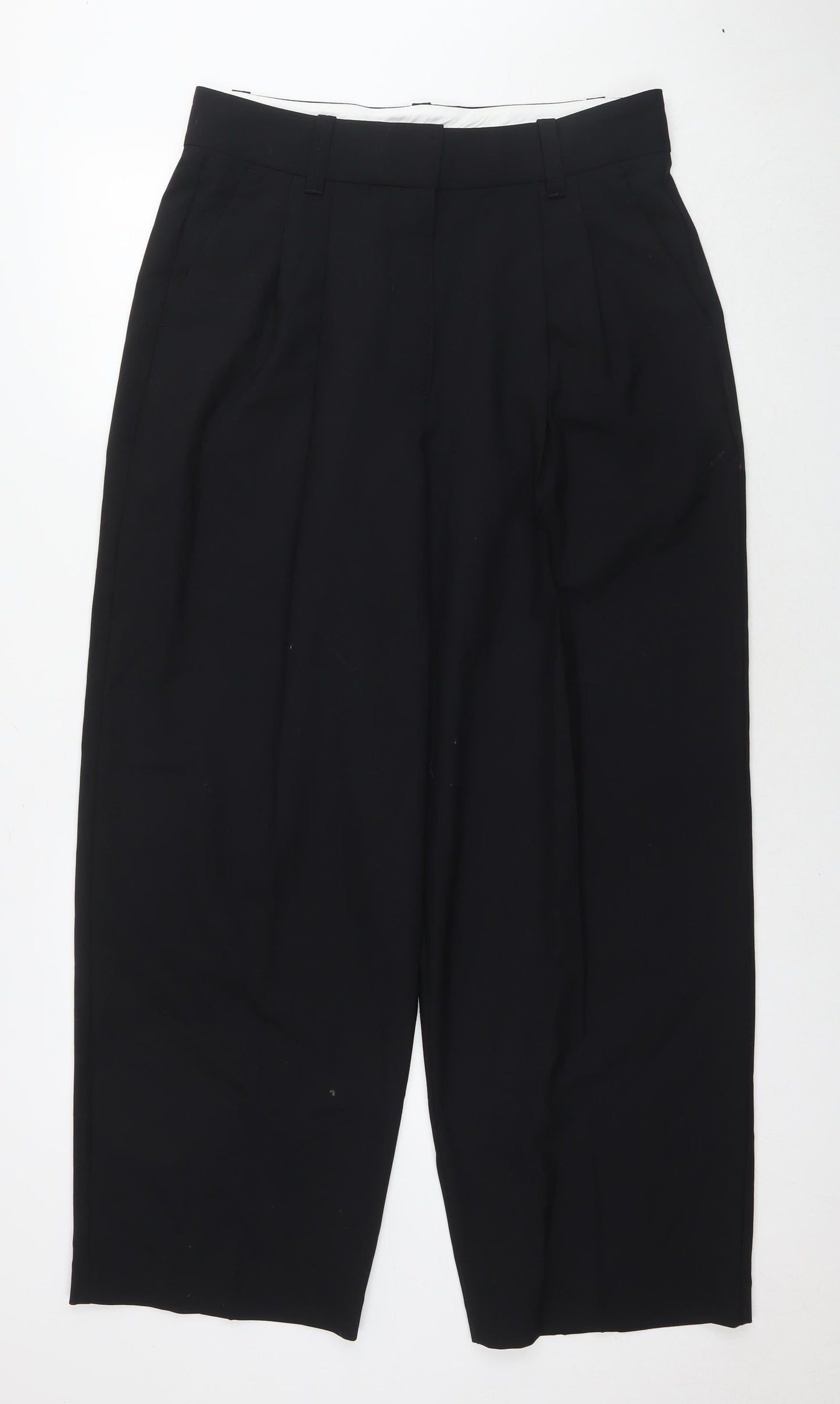 Marks and Spencer Womens Black Polyester Trousers Size 14 L28 in Regular Zip