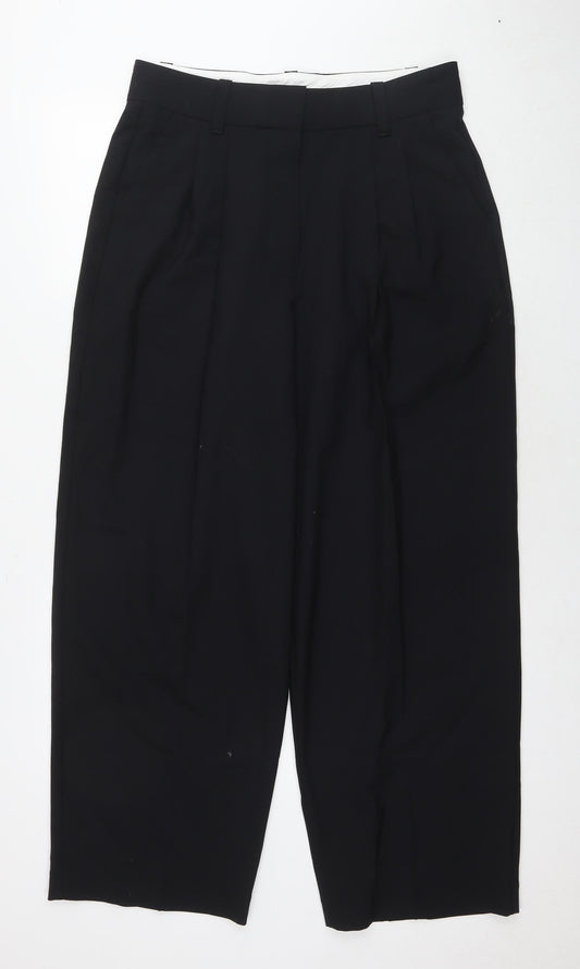 Marks and Spencer Womens Black Polyester Trousers Size 14 L28 in Regular Zip