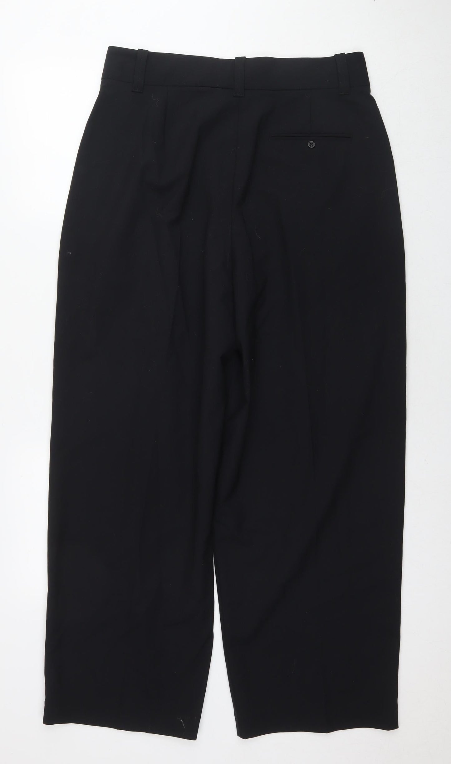 Marks and Spencer Womens Black Polyester Trousers Size 14 L28 in Regular Zip