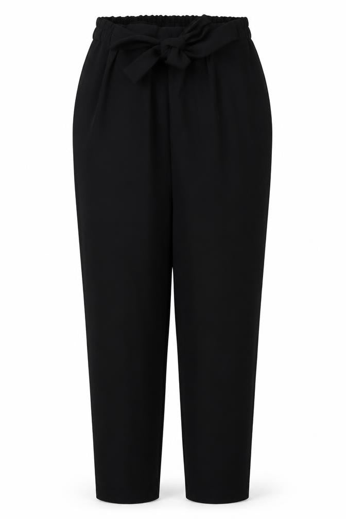 Evans Womens Black Polyester Trousers Size 14 L27 in Regular Tie