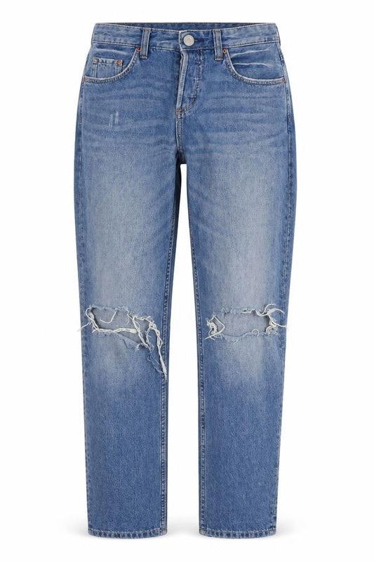H&M Womens Blue Cotton Boyfriend Jeans Size 26 in L27 in Regular Zip
