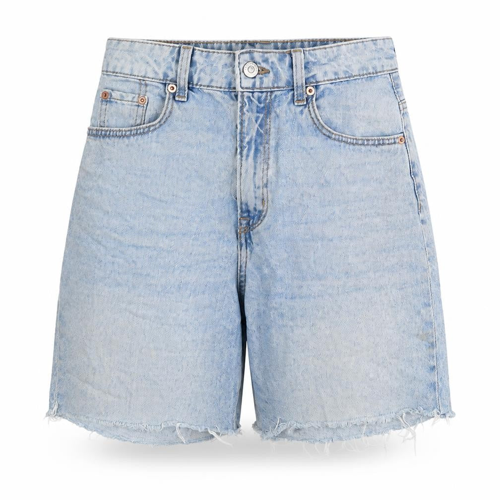 Divided by H&M Womens Blue Cotton Mom Shorts Size 8 L6 in Regular Zip