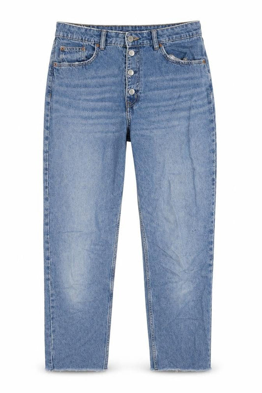 Divided by H&M Womens Blue Cotton Straight Jeans Size 14 L26 in Regular Zip