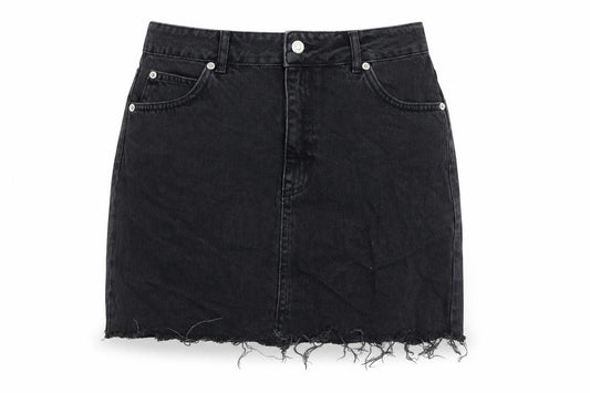 Topshop Womens Black Cotton A-Line Skirt Size 10 Zip