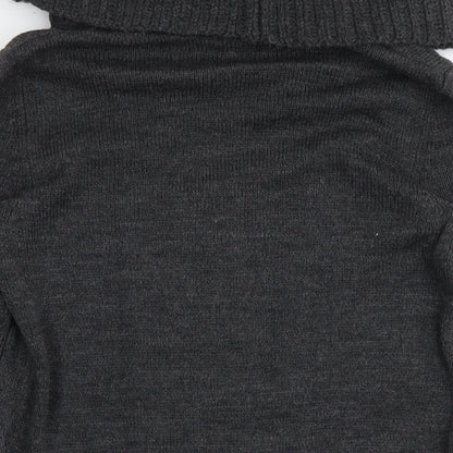 H&M Womens Grey Roll Neck Acrylic Tunic Jumper Size S