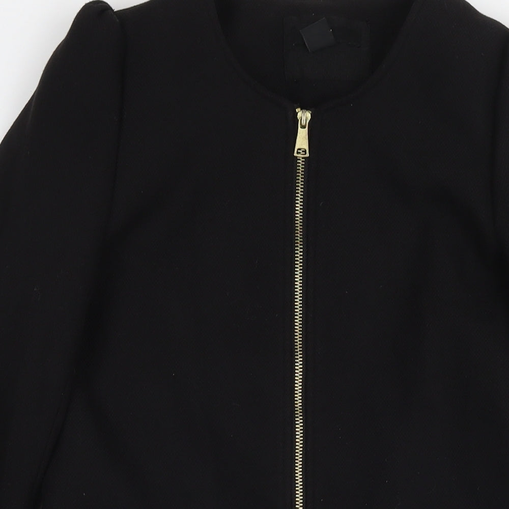 H&M Womens Black Overcoat Coat Size 10 Zip