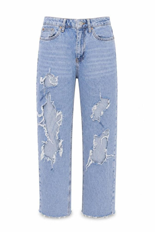 Denim & Co. Womens Blue Cotton Mom Jeans Size 8 L28 in Regular Zip