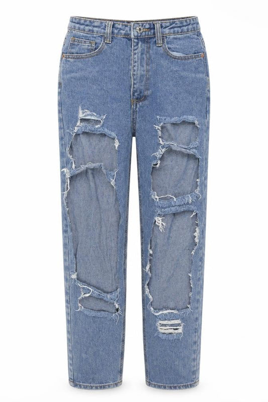 PRETTYLITTLETHING Womens Blue Cotton Mom Jeans Size 8 L28 in Regular Zip
