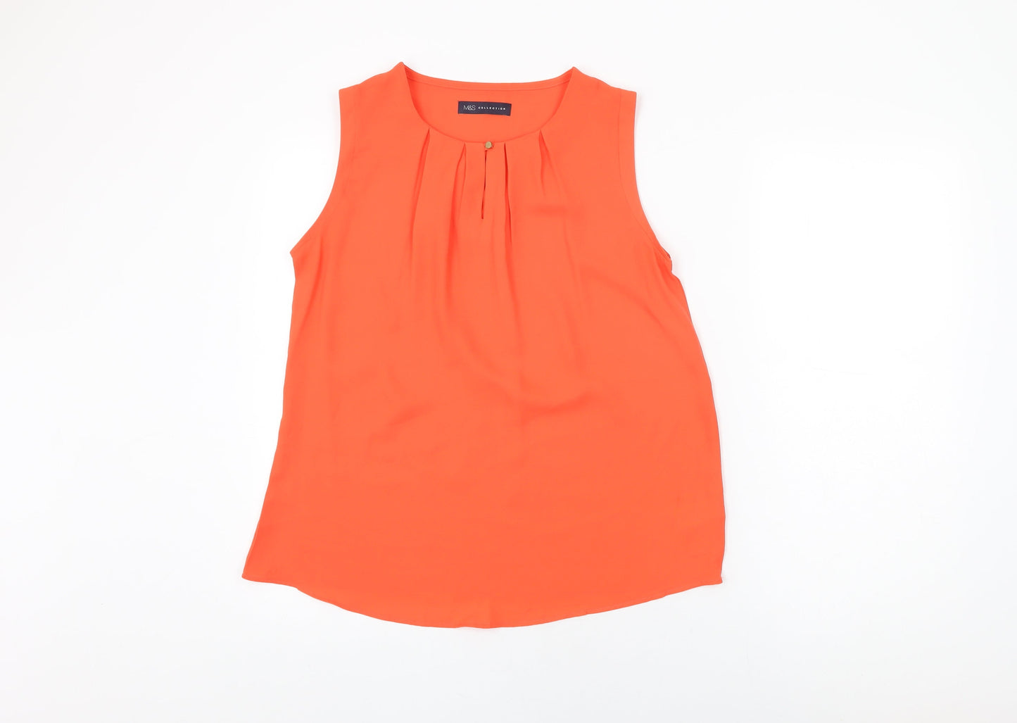 Marks and Spencer Womens Orange Polyester Basic Blouse Size 10 Round Neck