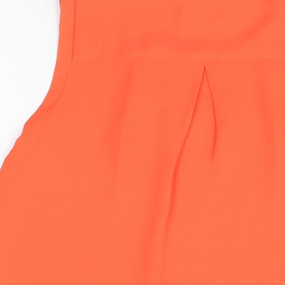 Marks and Spencer Womens Orange Polyester Basic Blouse Size 10 Round Neck
