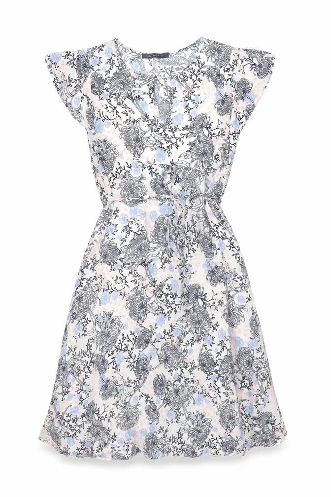 Marks & Spencer Womens White Floral Viscose A-Line Size 10 Round Neck Button