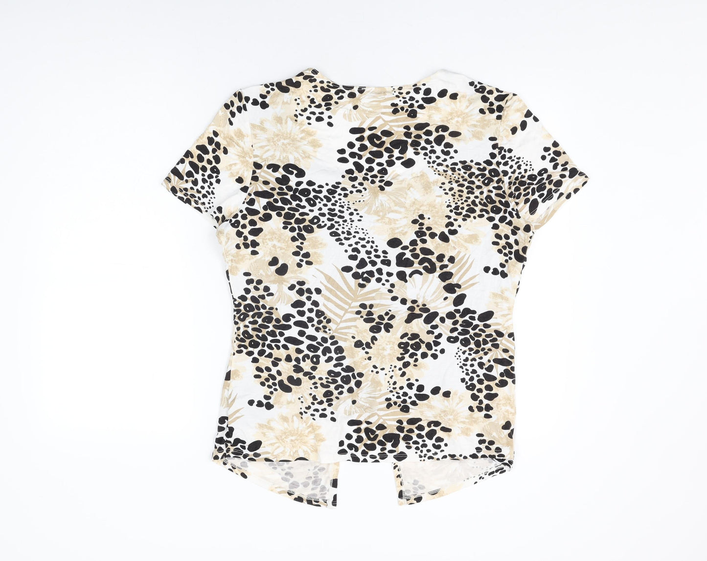 Just Elegance Womens White Geometric Viscose Basic T-Shirt Size 18 Square Neck